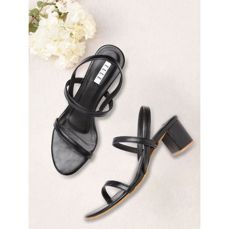 ELLE Black Women Slip On Sandals (EURO 37)