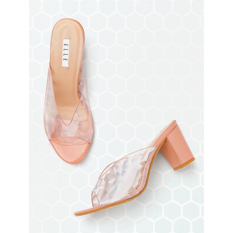 ELLE Transparent Women Slip On Sandals (EURO 39)