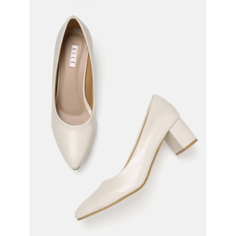 ELLE Cream Women Slip On Pumps (EURO 40)