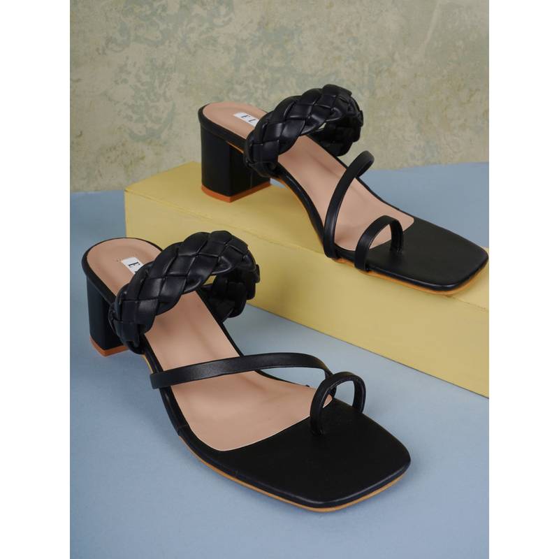 ELLE Black Women Slip On Sandals (EURO 36)