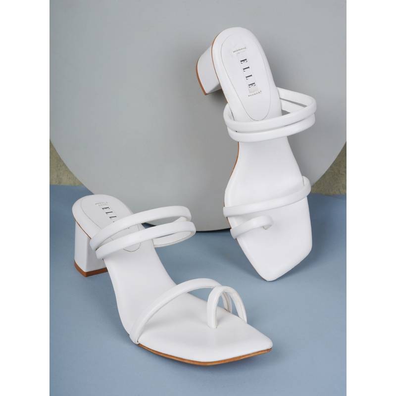 ELLE White Women Slip On Sandals (EURO 39)