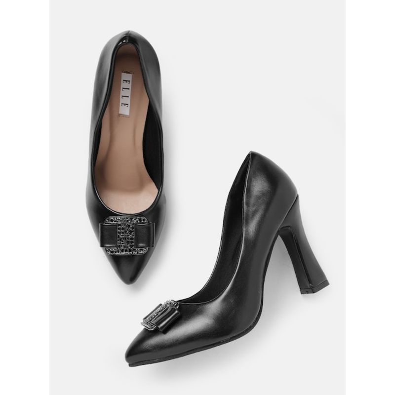 ELLE Black Women Slip On Pumps (EURO 39)