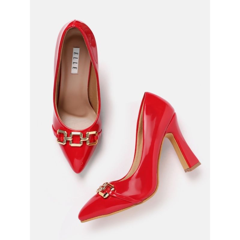 ELLE Red Women Slip On Pumps (EURO 36)