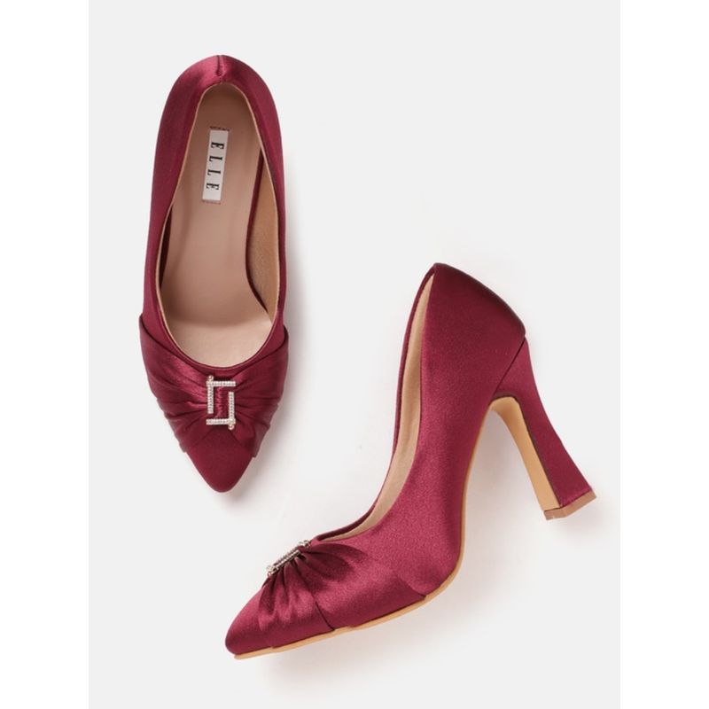 ELLE Maroon Women Slip On Pumps (EURO 40)