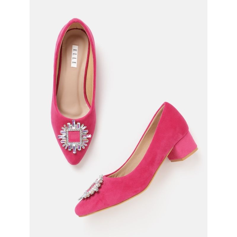 ELLE Pink Women Slip On Pumps (EURO 41)
