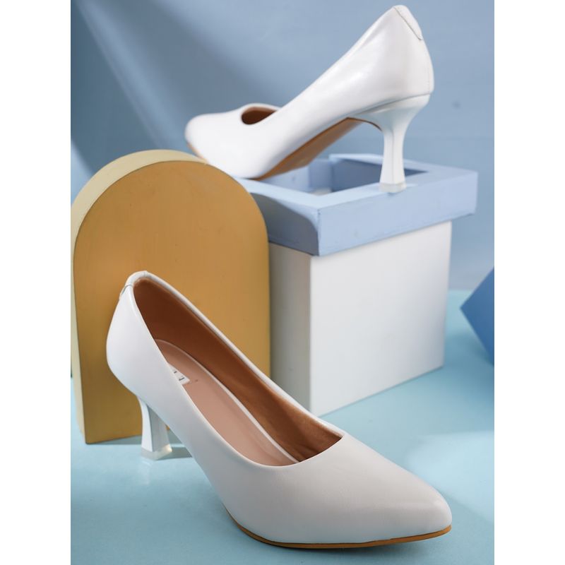 ELLE White Women Slip On Pumps (EURO 36)