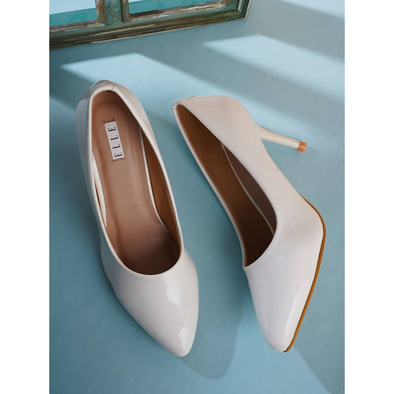 ELLE White Women Slip On Pumps (EURO 41)