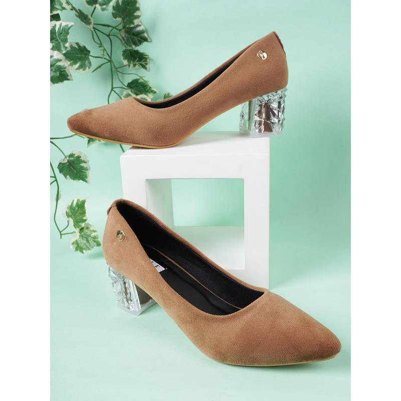 ELLE Brown Women Slip On Pumps (EURO 36)