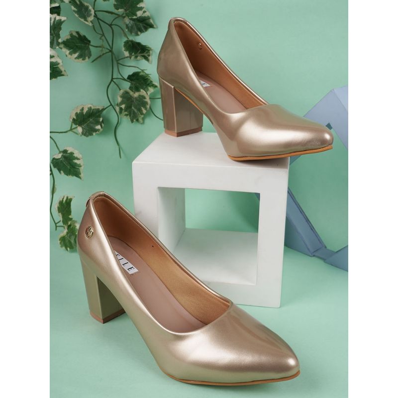 ELLE Gold Women Slip On Pumps (EURO 40)
