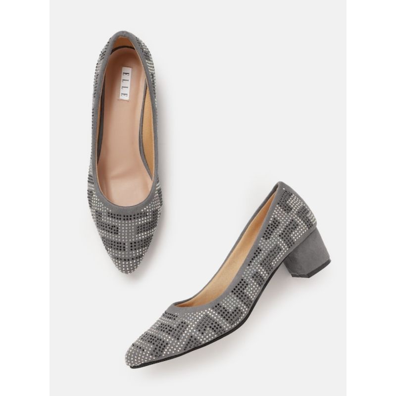 ELLE Grey Women Slip On Pumps (EURO 39)