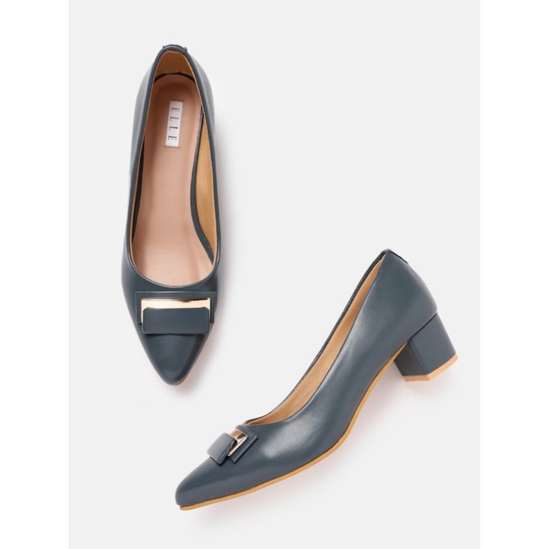 ELLE Navy Blue Women Slip On Pumps (EURO 41)