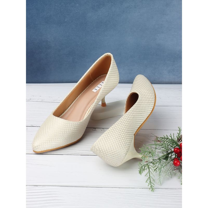 ELLE Cream Women Slip On Pumps (EURO 37)