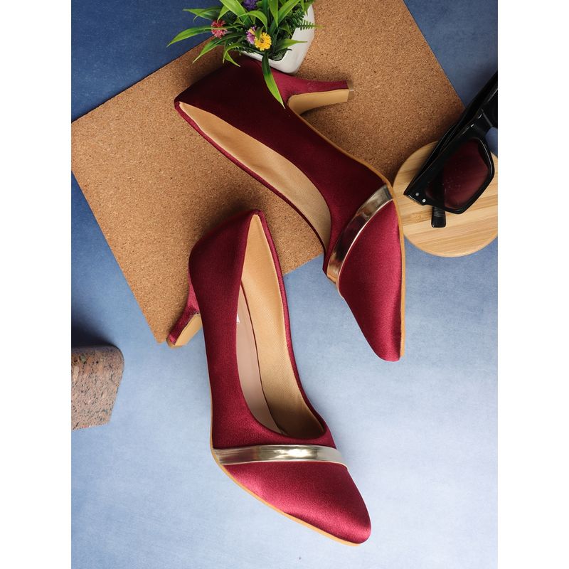 ELLE Maroon Women Slip On Pumps (EURO 36)