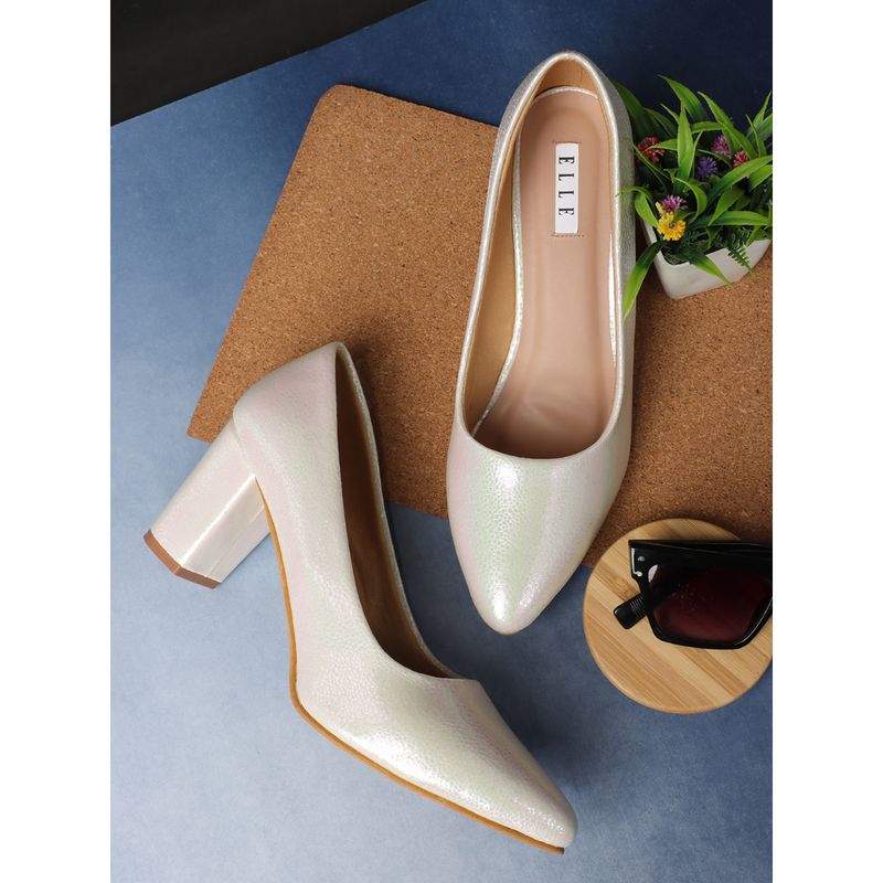 ELLE Silver Women Slip On Pumps (EURO 36)