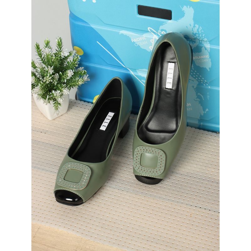 ELLE Green Women Slip On Pumps (EURO 40)