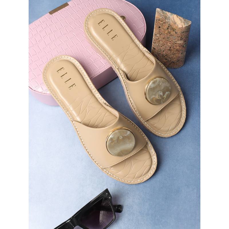 ELLE Beige Women Slip On Flats (EURO 38)
