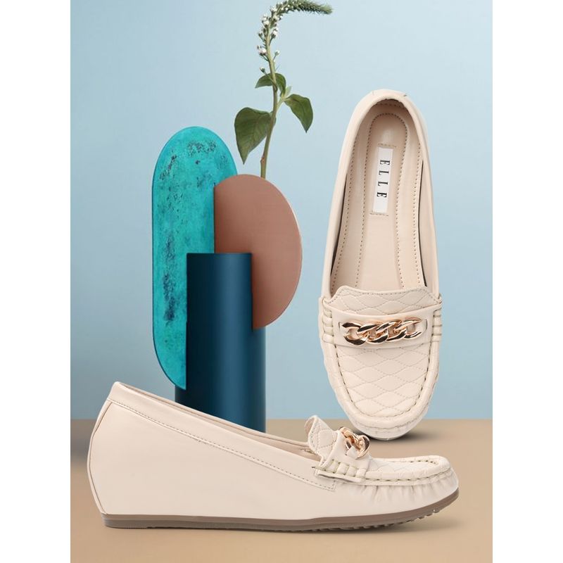 ELLE Cream Women Slip On Loafers (EURO 38)