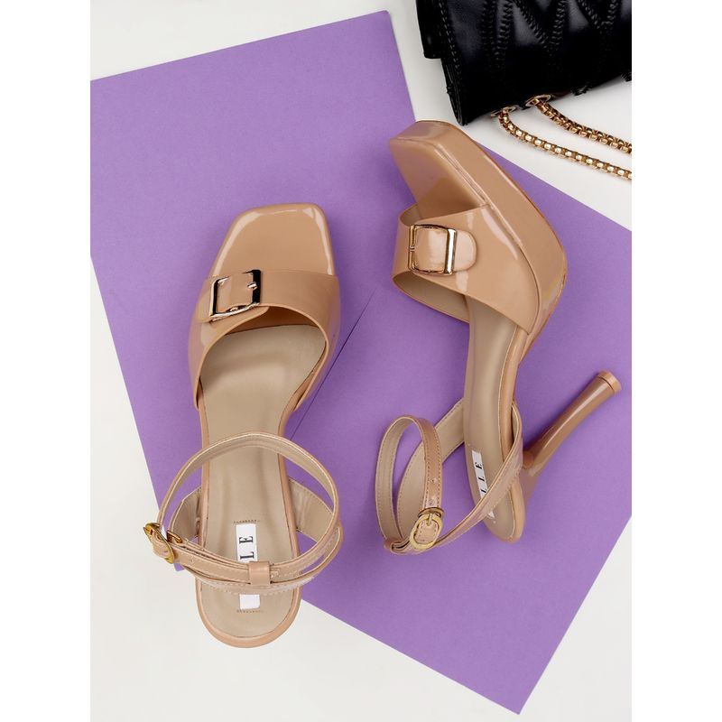 ELLE Brown Women Buckle Sandals (EURO 39)