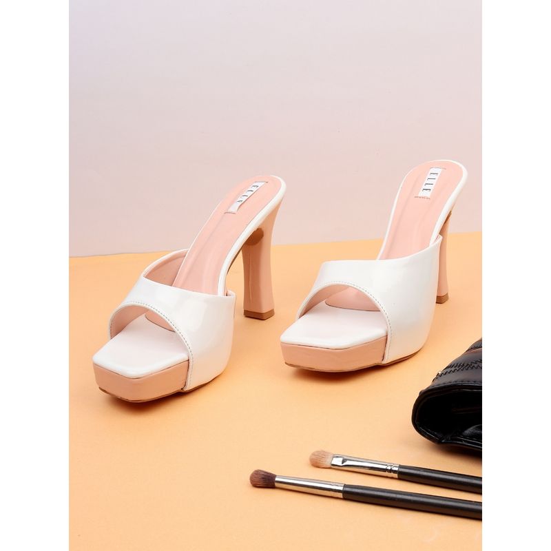 ELLE White Women Slip On Sandals (EURO 40)
