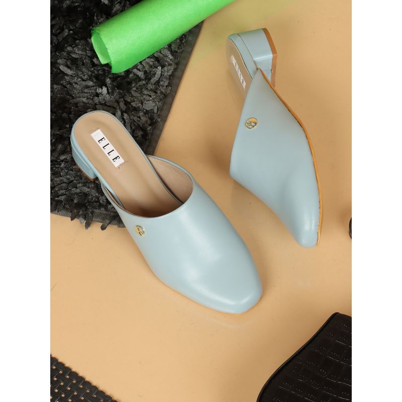 ELLE Blue Women Slip On Mules (EURO 37)