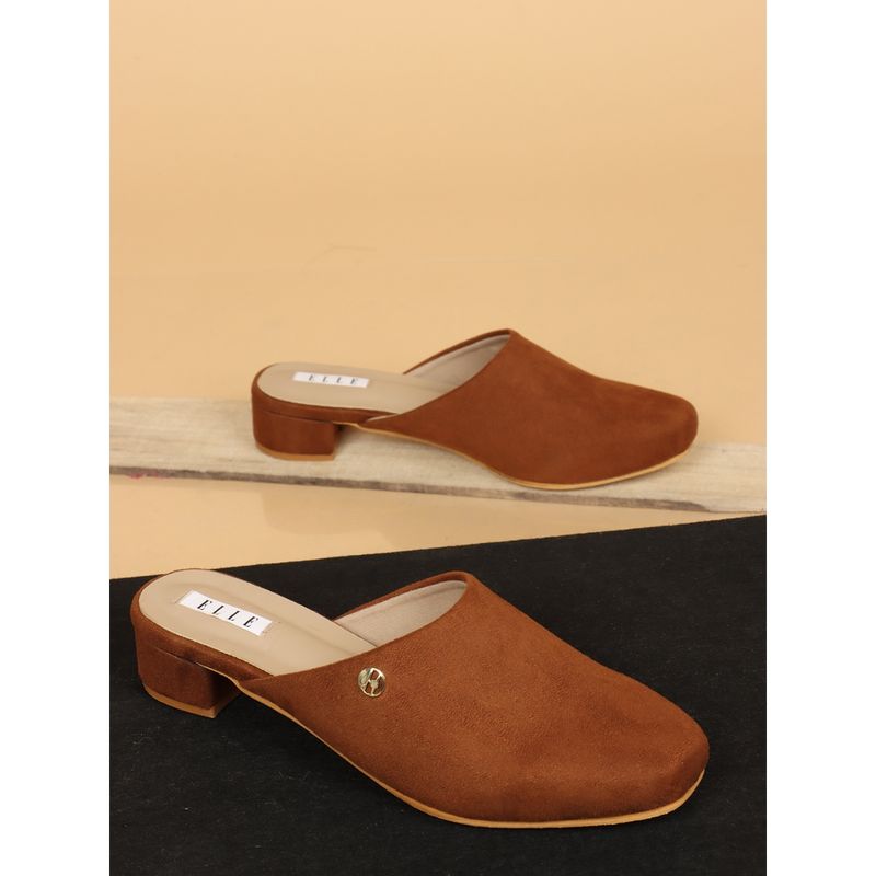 ELLE Brown Women Slip On Mules (EURO 38)