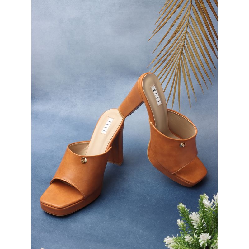 ELLE Brown Women Slip On Sandals (EURO 36)