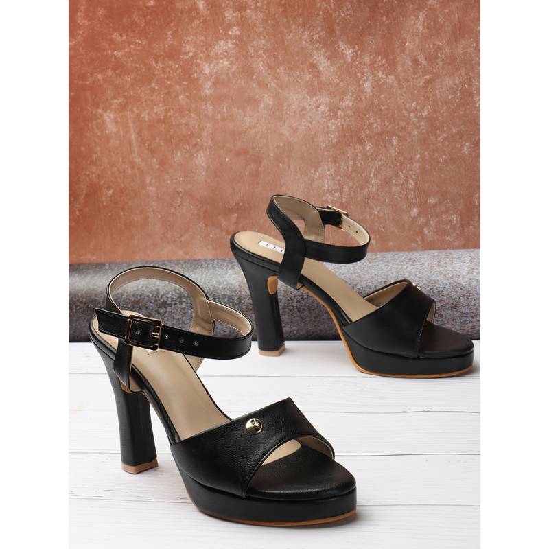 ELLE Black Women Buckle Sandals (EURO 37)