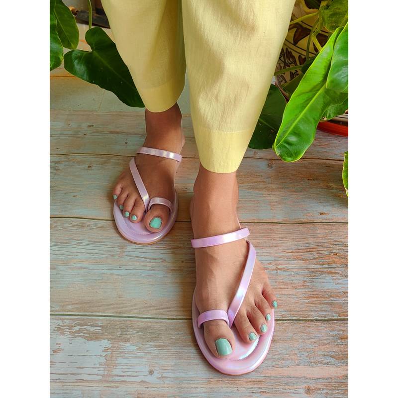 The Madras Trunk Holo Pink Comet Slip On Flats (EURO 36)