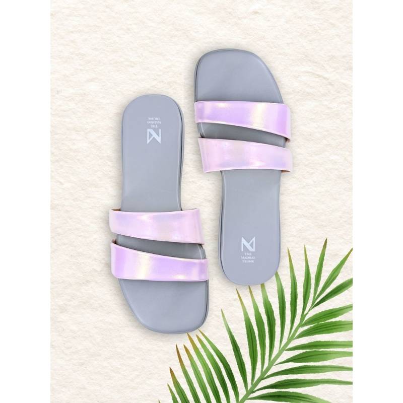 The Madras Trunk Grey Selena Slip On Flats (EURO 36)
