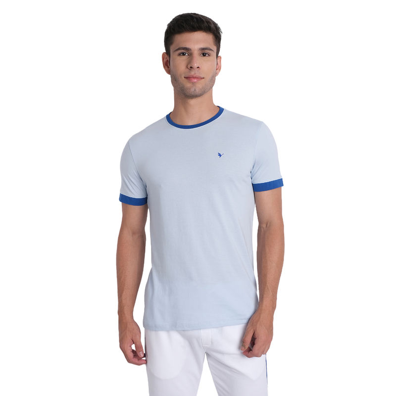 AM SWAN Mens Solid-Plain Ballad Blue T-Shirt (XL)