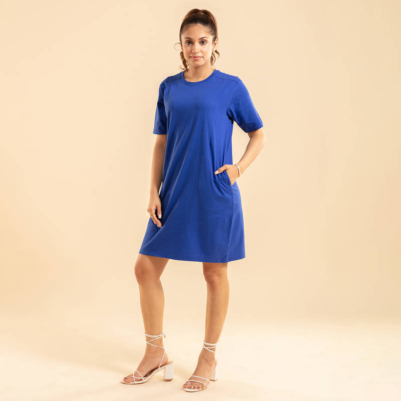Nykd All Day Heart on my sleeve dress- NYLE102 Bright Cobalt (XL)