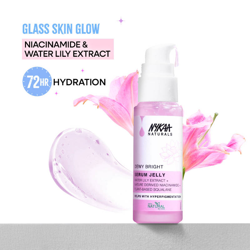 Nykaa Naturals Glow Brightening Niacinamide & Waterlily Face Serum Jelly with Squalane, Non-sticky