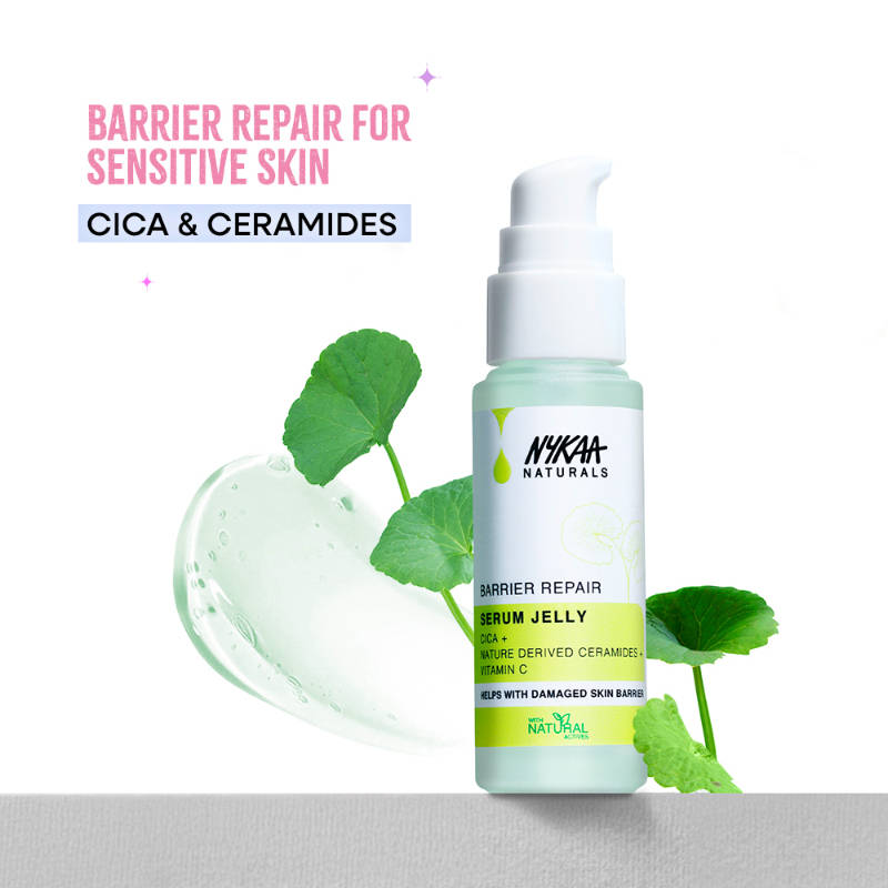 Nykaa Naturals Cica & Ceramides Serum Jelly with Vitamin C to Soothe, Repair Barrier & Brighten Skin