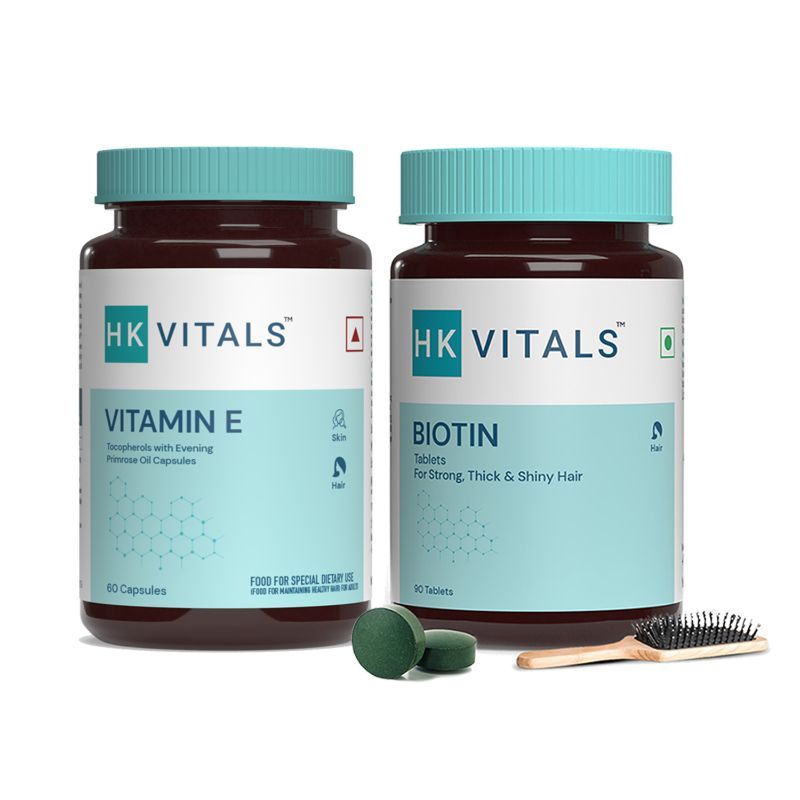 HealthKart Hk Vitals Vitamin E, 60 Capsules And 90 Biotin Tablets