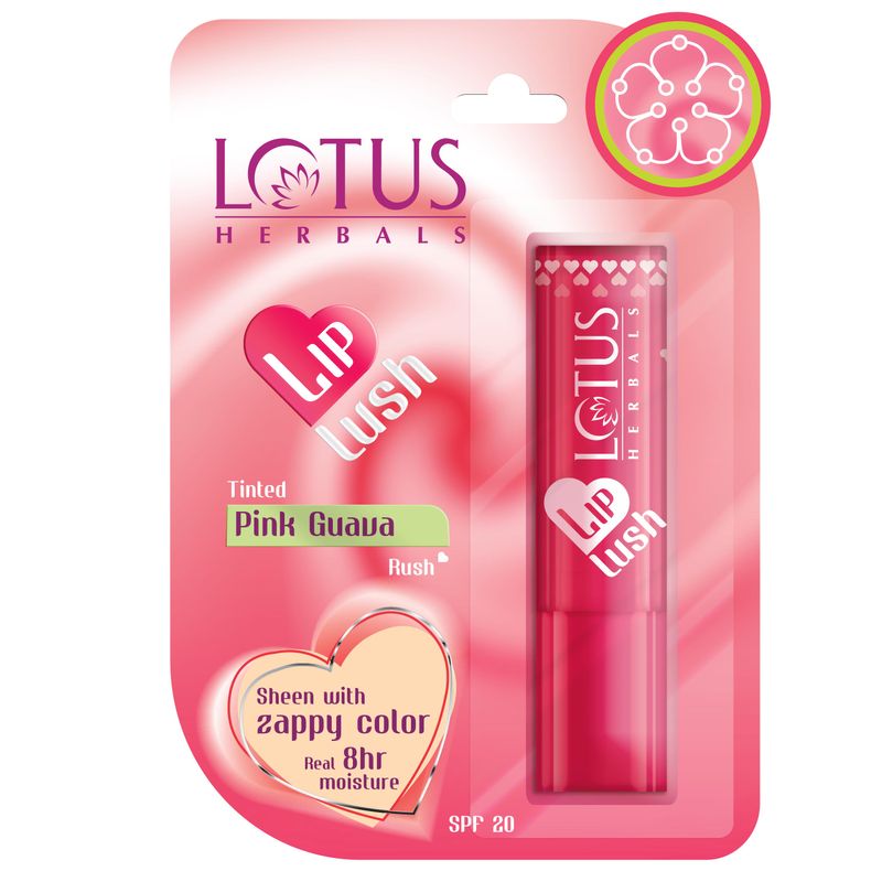Lotus Herbals Lip Lush Tinted Lip Balm SPF-20 - Pink Guava Rush