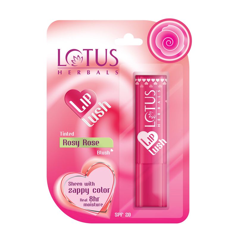 Lotus Herbals Lip Lush Tinted Lip Balm - Rosy Rose Blush SPF 20