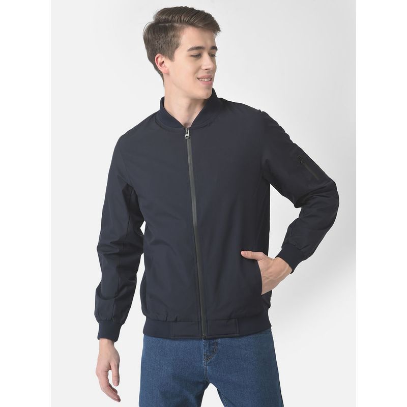 CRIMSOUNE CLUB Men Navy Blue Bomber Jacket (2XL)