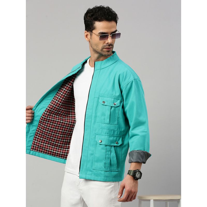 Voxati Men Turquoise Truckers Denim Jacket (L)