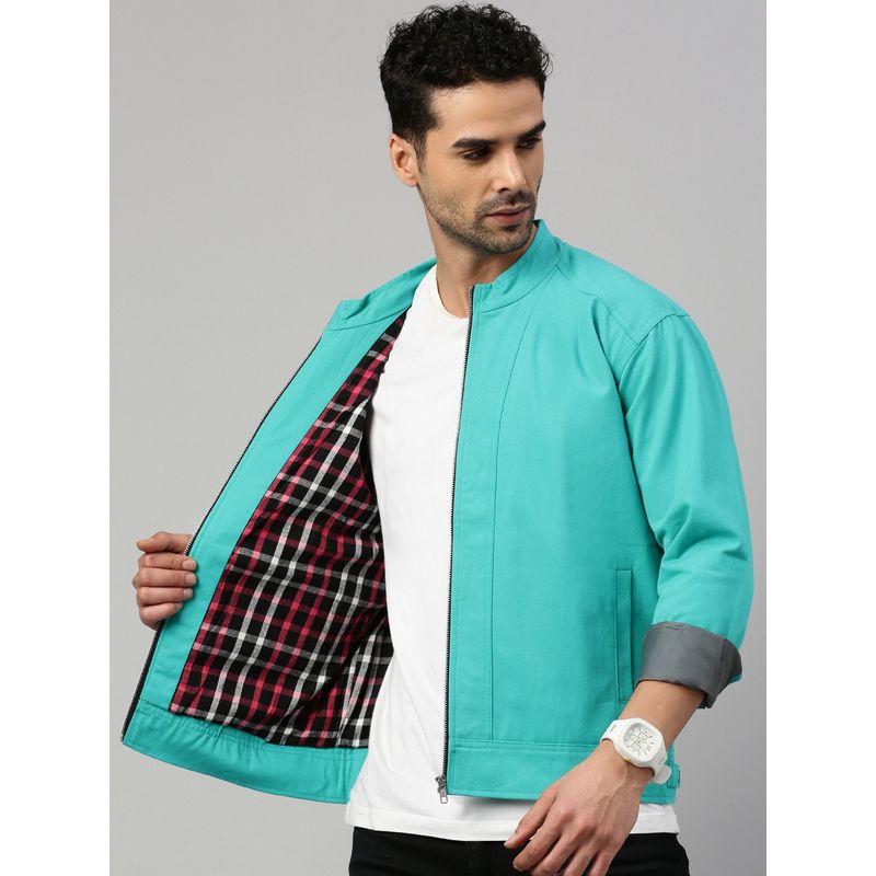 Voxati Turquoise Men Truckers Denim Jacket (XL)