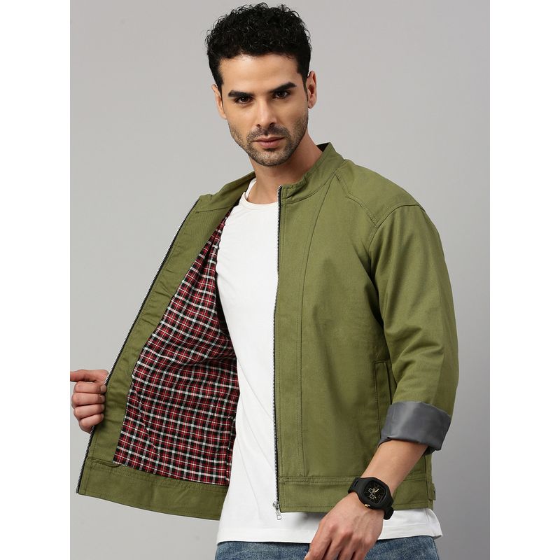 Voxati Men Olive Truckers Denim Jacket (S)