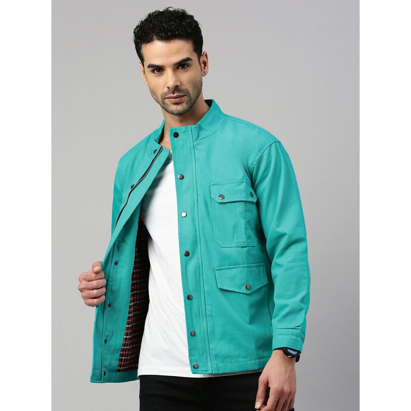 Voxati Men Turquoise Truckers Denim Jacket (XL)
