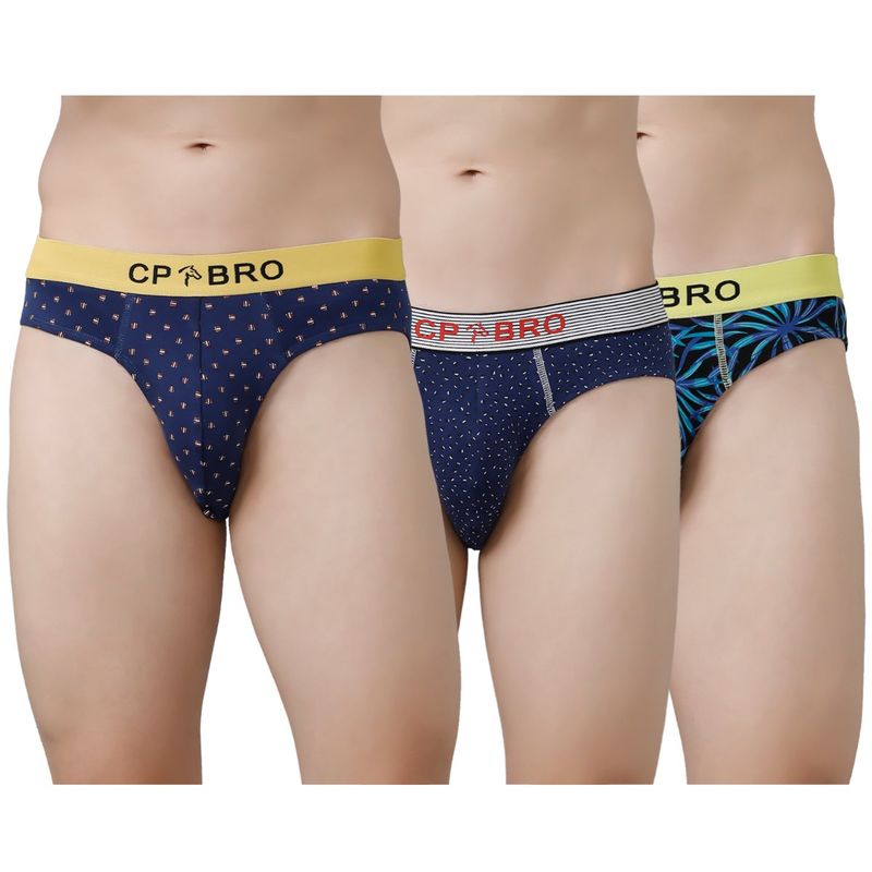 CP BRO Printed Briefs with Exposed Waistband Value - Multi Color (Pack of 3) (XL)