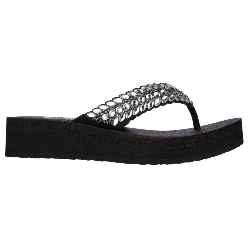 SKECHERS VINYASA - LOVELY OASIS Black Sandals (UK 6)