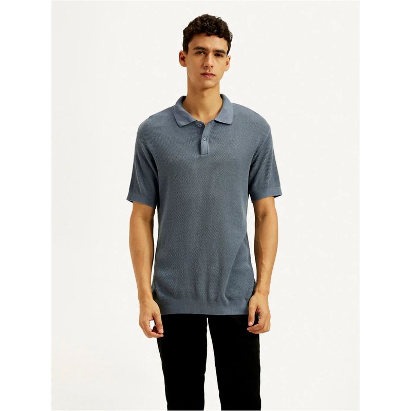 Levi's Charcoal Grey Men Slim Fit Polo T-Shirt (S)