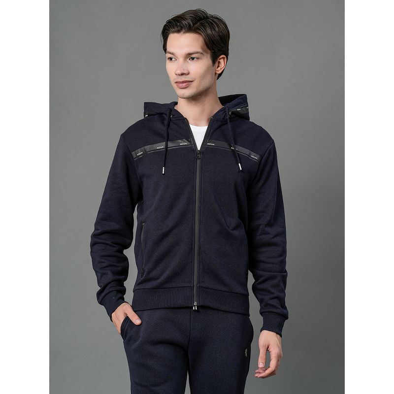 Red Tape Navy Blue Solid Regular Fit Hoodie (XL)