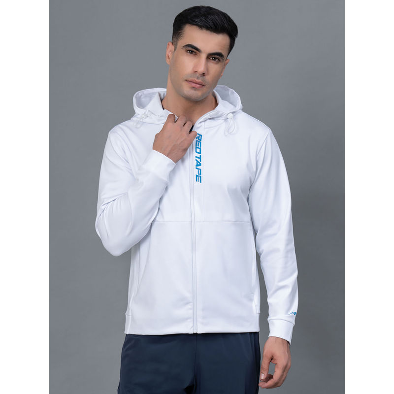 Red Tape White Solid Regular Fit Hoodie (M)