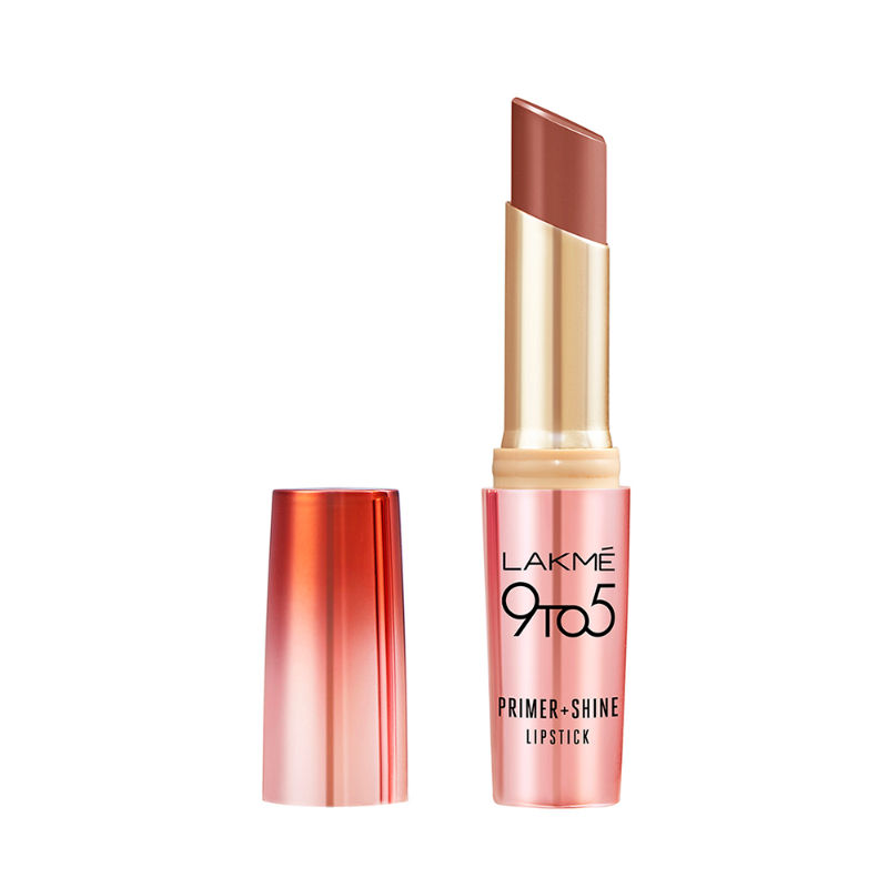Lakme 9 To 5 Primer + Shine Lipstick With In-Built Primer, Intense Colour Payoff - Coffee Queen