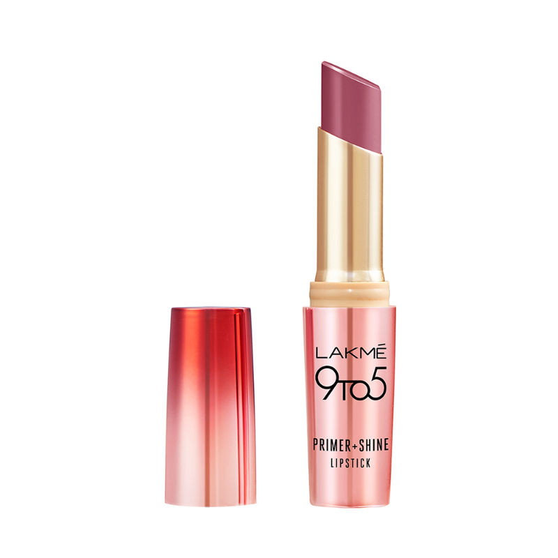 Lakme 9 To 5 Primer + Shine Lipstick With In-Built Primer, Intense Colour Payoff- Wine