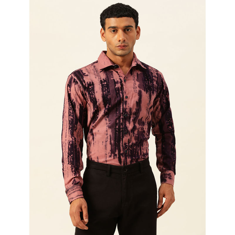 JAVINISHKA Designer Pink & Purple Slim Fit Cargo Pure Cotton Shirt (S)