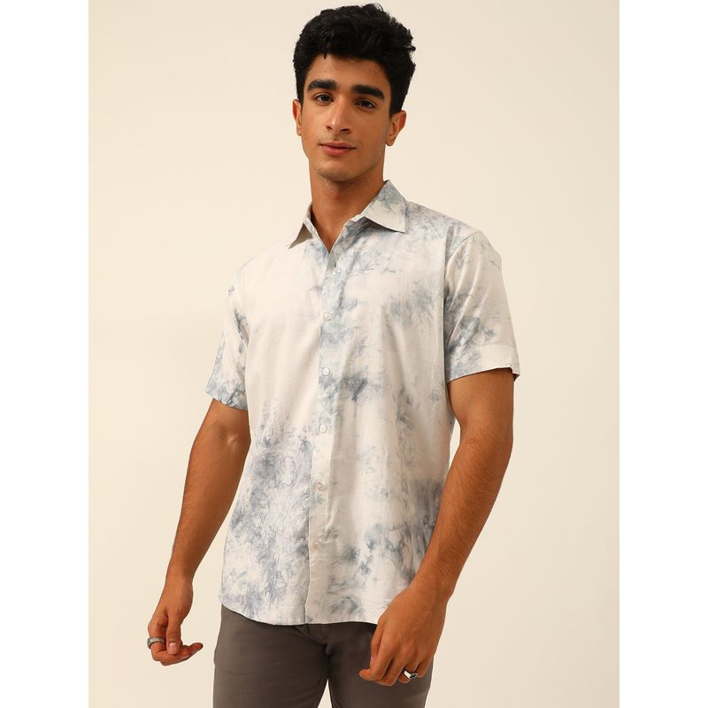 JAVINISHKA Light Grey Sustainable Tie Dye Pashmina Slim Fit Unisex Shirt (2XL)